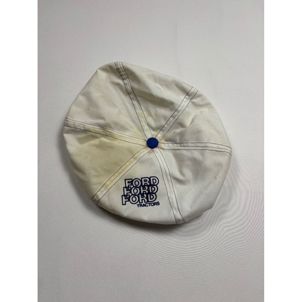 Vintage Ford Tractors Mens Newsboy Flat Cap White Snapback USA Retro Hat